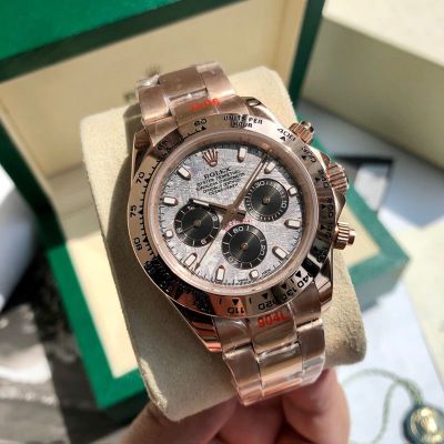 ROLEX Watch New Model 2025 Daytona 904L Steel Self-produced Movement Gold Bracelet Grey with Black Watch